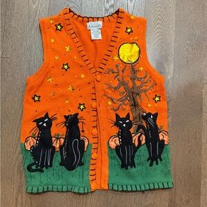 Basic Editions Vintage Halloween Sweater Vest Teacher Sweater size small